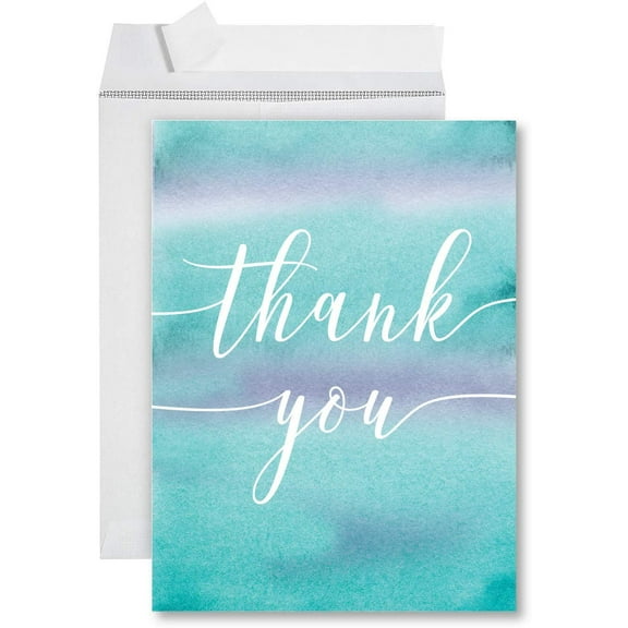 Koyal Wholesale Big Jumbo Thank You Card With Envelope 8.5 x 11 inch, Greeting Card, Thank You Watercolor Script