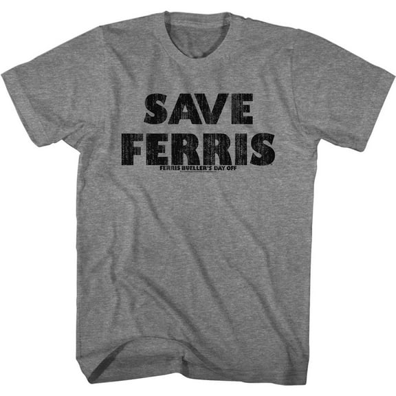 Ferris Bueller's Day Off Save Ferris Graphite Heather Adult T-Shirt 5Xl