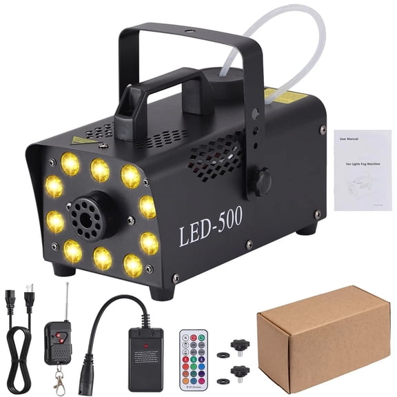 Fog Machine, Smoke Machine with 8 LED Lights 13 Colorful Effect, Wireless & Wired Remote Control, Perfect for Halloween, Wedding, Party and DJ Stage Effect