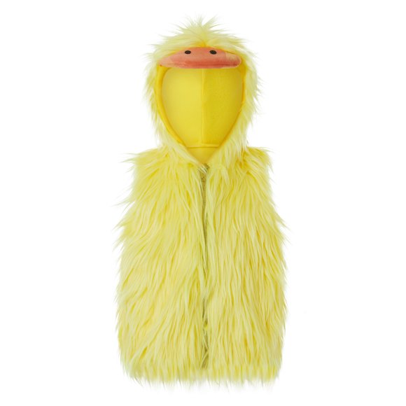 Fortune Toddler Halloween Duck Cosplay Outfit Sleeveless Hooded Animal Vest Furry Zipped Tops 1-5 Years