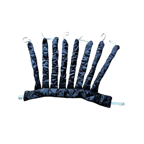 Diadema rizadora de pelo sin calor, hebilla de nailon ajustable, 6 varillas, 2 pinzas, esponja de satén para pelo largo, apta para dormir, sin daños por calor, material de poliéster negro