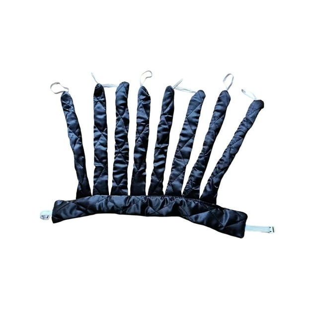 Diadema rizadora de pelo sin calor, hebilla de nailon ajustable, 6 varillas, 2 pinzas, esponja de satén para pelo largo, apta para dormir, sin daños por calor, material de poliéster negro