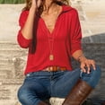 thumbnail image 4 of Feancey Deal of The Day Today Womens Solid Long Sleeve Shirts 2025 Spring Casual Lapel V Neck Tops Lightweight Breathable Work Blouse Basic Plain Pullover Tees Red M, 4 of 8