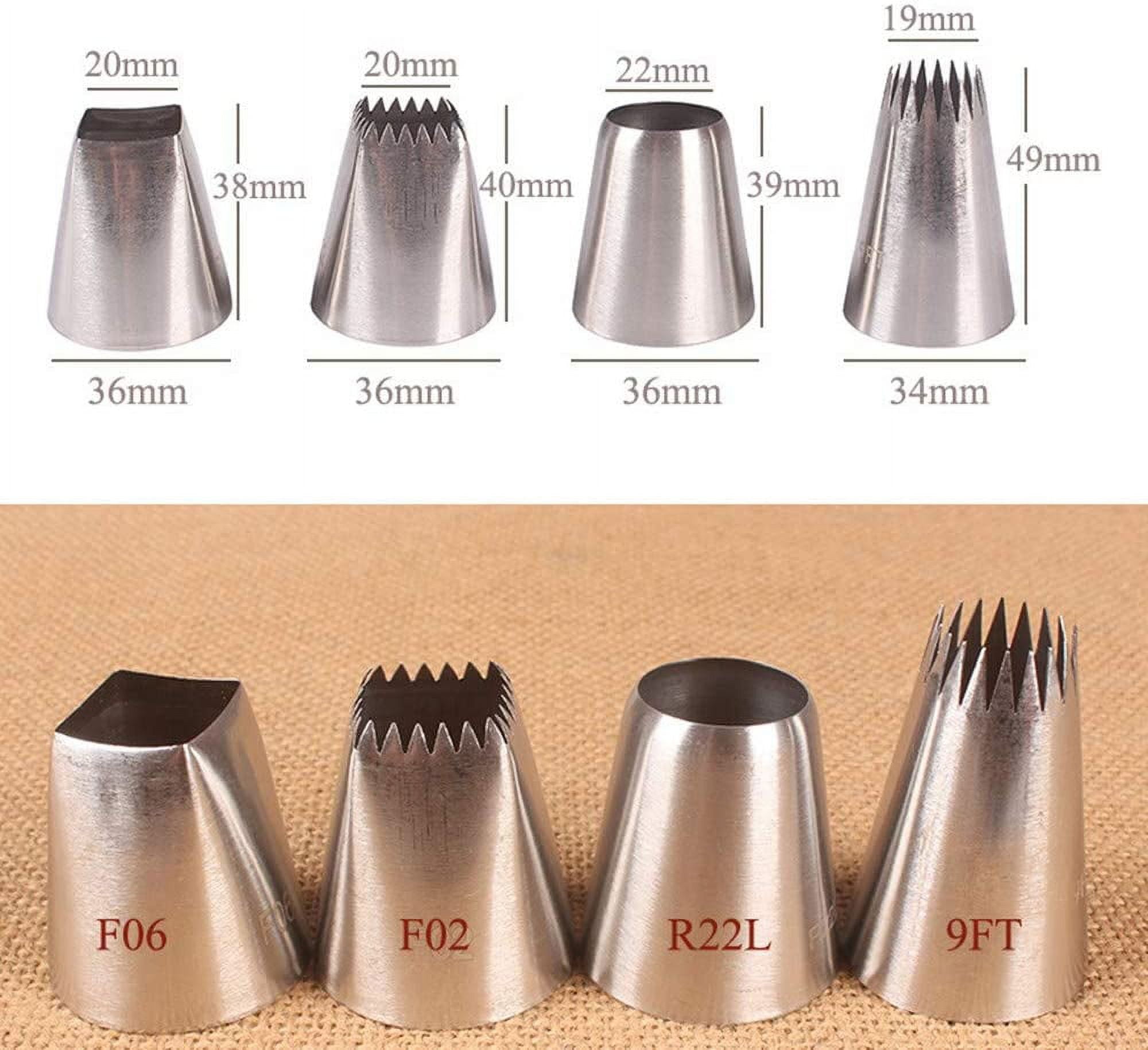4Pcs Large Piping Tips Set, Pastry Tips Set Cake Decorating Icing Piping Tip Set Frosting Tips Set Cake Piping Nozzles Tips Kit Square Round Icing Piping Tips Decorating Tube Set