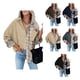 thumbnail image 4 of Camisa con hombros caídos para mujer,Blusa a cuadros Blusa con solapa y hombros caídos para mujer Blusa a cuadros para mujer Tecnología de vanguardia, 4 of 6