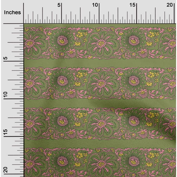 oneOone Organic Cotton Voile Fabric Leaves & Floral Block Fabric Prints By Yard 42 Inch Wide