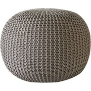 Urban Shop Beige Cotton Round Pouf