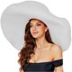 thumbnail image 2 of ¡Rebaja! Sombrero Fdelink para el sol, con protección UV, para mujer, de verano, extragrande, de paja de 70 cm de diámetro, transpirable, cortavientos, plegable, color blanco., 2 of 4