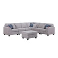 thumbnail image 4 of Cooper Light Gray Linen 7Pc Reversible L-Shape Sectional Sofa with Ottoman and Cupholder, 4 of 7