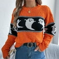 thumbnail image 2 of UngA Halloween Sweaters for Women Women's Halloween Sweatshirt Cute Spooky Long Sleeve Sweatshirts Pullover Sweater Casual Tops Crewneck Blouse Orange,M, 2 of 7