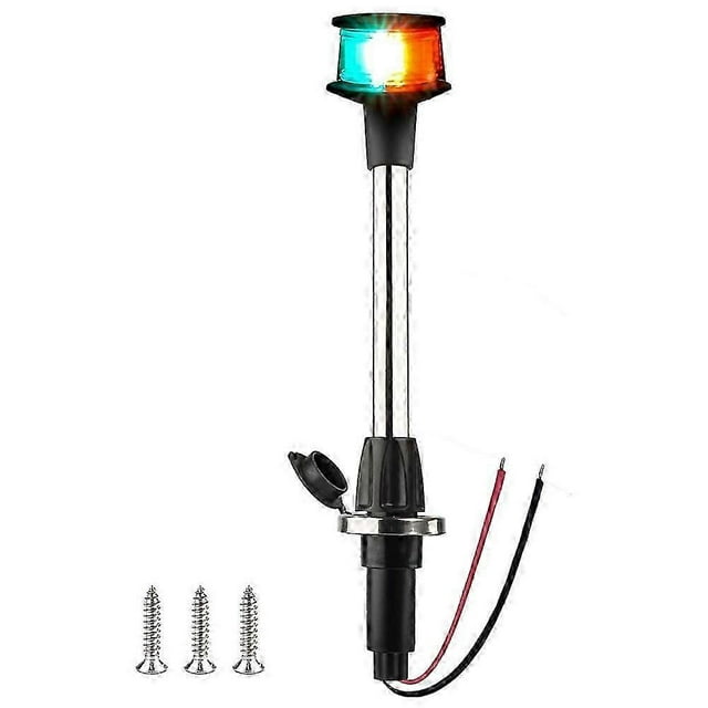 Bow Light LED Boat Navigation Lights Red and Green Bi-Color Light Pole Removable Plug in Base 12 Inches x