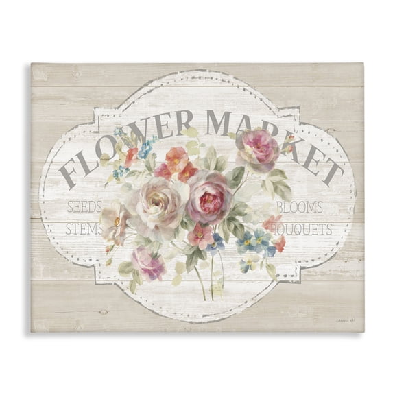 Stupell Industries Farmhouse Vintage Flower Market Sign Canvas Art, 40 x 30, by Danhui Nai