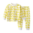 thumbnail image 2 of Spazoro Toddler Girls Boys 100% Cotton Outfit Sets, Soft & Comfy Loungewear Cute Print Long Sleeves Top Trousers Casual Shirts and Pants 2PC Sets Yellow Size 3 T, 2 of 9