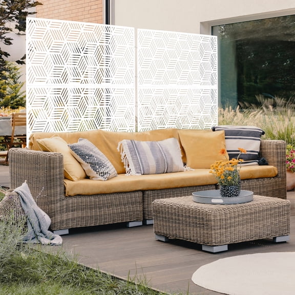 Outdoor & Indoor Privacy Screen Metal Privacy Screen 76" H×48" W, Freestanding Decorative Privacy Screen for Deck Balcony Patio, Privacy Fence Panels for Outside Lawn Garden