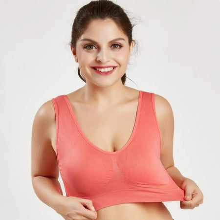 

Saient Solid Color Large Size Seamless With Chest Pad Adjustment Type Without Steel Ring Sports Underwear Watermelon Red 4XL