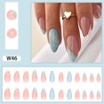 thumbnail image 1 of YKHMYB 24 Piezas Por Caja De Leche Blanca Novia Uñas Postizas Francesas Cielo Azul Viñeta simple Almendra Armadura Portátil Desmontable Arte Parche set gel Jalea Y Contusión Tira Gao Jiahui unisex, 1 of 2