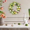 thumbnail image 4 of 7.8" Spring Wreath Easter Wreath with Flowers, Eggs, Green Leaves and Twine, Hanging on Home Indoor Outdoor Front Door Wall Decorations, 4 of 6