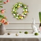thumbnail image 4 of Corona de primavera de 19 cm. Corona de Pascua con flores, huevos, hojas verdes y cordel. Ideal para decorar la pared de la puerta principal, interior y exterior., 4 of 6