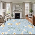 thumbnail image 2 of Area Rug 72×108in, Cartoon Cute Duck Flower Floor Carpet Living Room Rug, Farm Animals on Blue Lake Non-Slip Welcome Mat Indoor Rugs for Bedroom Dining Room, 2 of 9