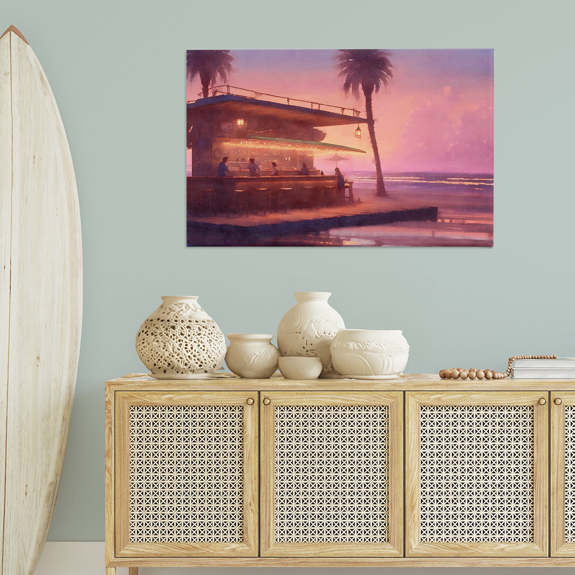 Stupell Industries Vivid Tropical Sunset Nautical & Beach Painting Wrapped Canvas Art Print Wall Art, 45 x 30