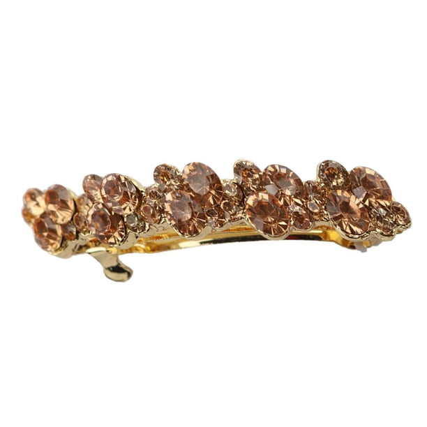 1 Pieza de Pinzas para El Cabello con de Imitación, Pasador de Cristal Brillante, Accesorio para El Cabello para Barrer El Cabello de La Car Dorado + Champán