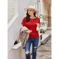thumbnail image 3 of Womens Casual T Shirts Dolman Top Breathable Basic Short Sleeve Shirts Boat Neck Ruched Tops Summer Lightweight Clothes, 3 of 7