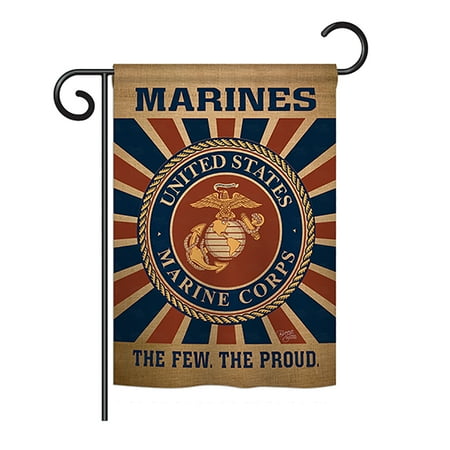 Breeze Decor - Marine Corps Burlap Americana - Everyday Military Impressions Decorative Vertical Garden Flag 13