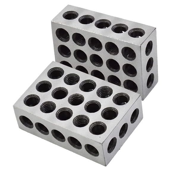 EPOTOOR 1 Pair of Matched 1 x 2 x 3 Precision Parallel Blocks, 23-Hole 0.0002 Inch Alloy Steel 123 Parallel Block Set