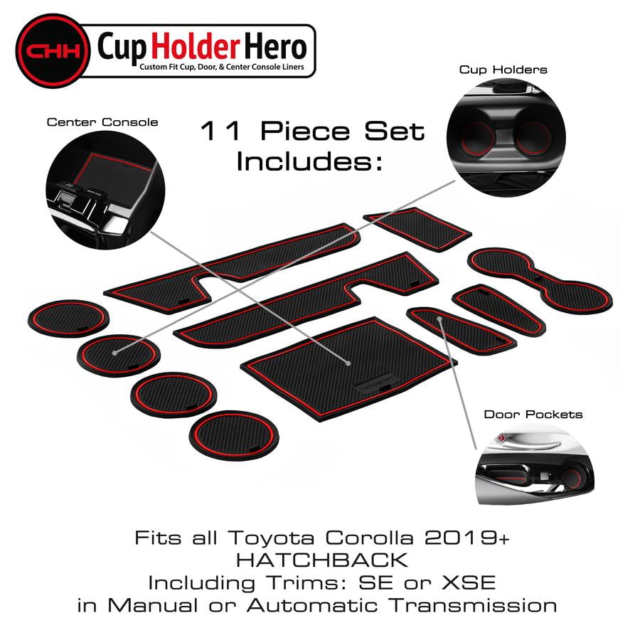 11pcs/Set Auovo Anti Dust Mats for Toyota Corolla Hatchback 2019 2020 2021 Accessories Custom Fit Cup Holder Inserts Door Liners Red 