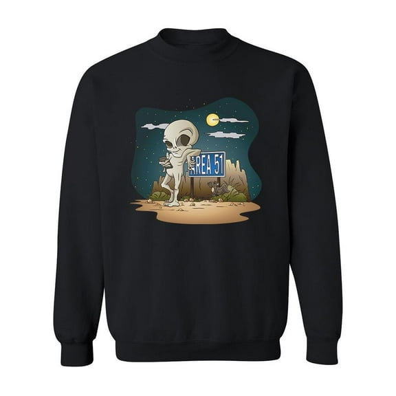 Alien Leaning On Area 51 Sign Sweatshirt Men -Image by Shutterstock, Male x-Large