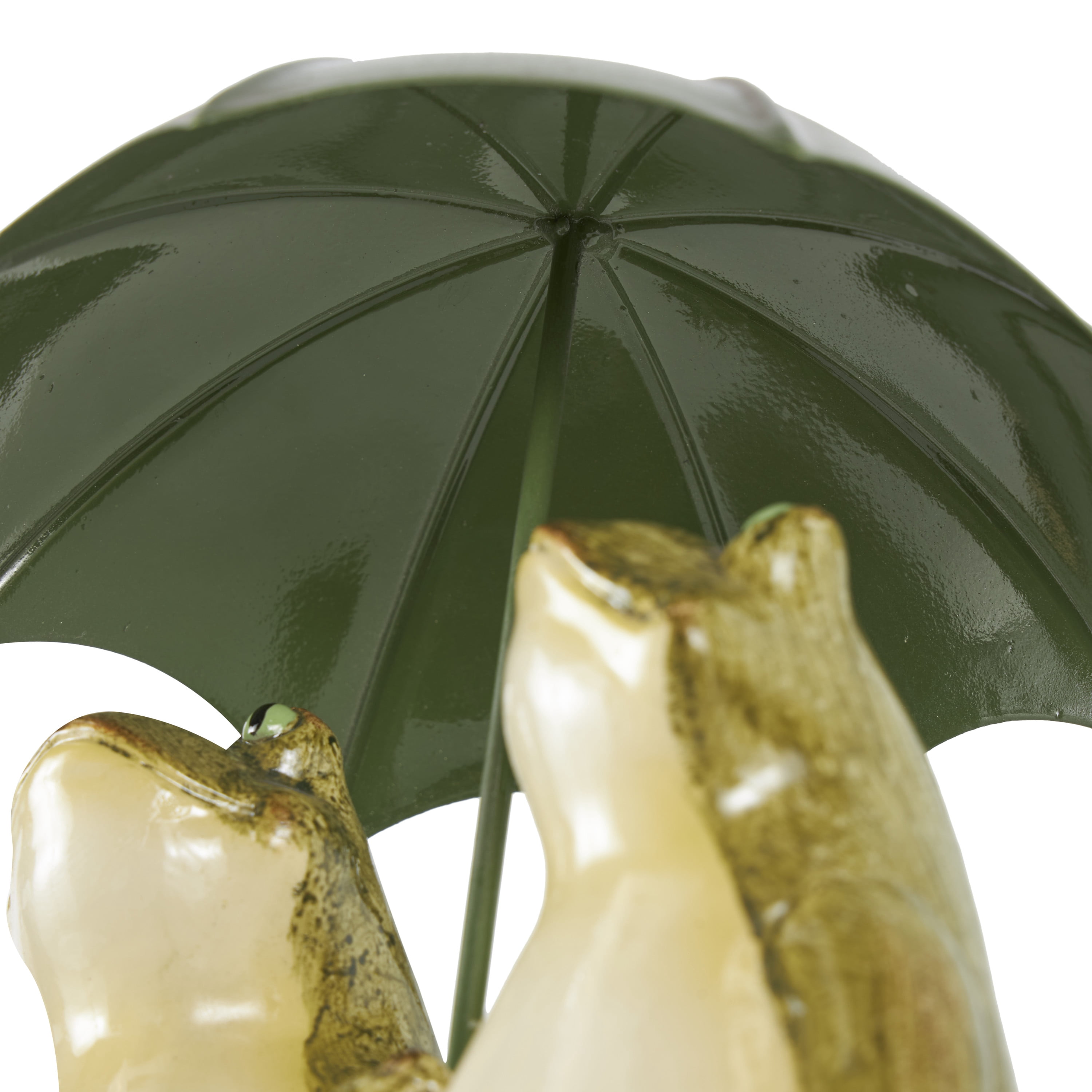 8" x 11" Bronze Resin Sitting Frog Sculpture with Umbrella, by DecMode