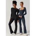 thumbnail image 4 of Womens Sexy Open Back Long Sleeve Flared Bottom Pants Romper Bodycon Jumpsuit, 4 of 6