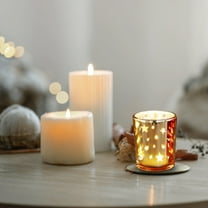 Zawou Mercury Glass Star Candle Holder Cup, Shimmering Gold Tealight Votive for Christmas, Wedding, Romantic Dinners, and Holiday Table Decoration