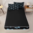 thumbnail image 4 of Homewish Fashion Bow Heart Zipper Twin Comforter Sets with Fitted Sheet and 2 Pillowcases for Girls, Blue Bow Zipper Bedding Set for Kids Teens, Black Reversible, 4 Pieces, 4 of 6
