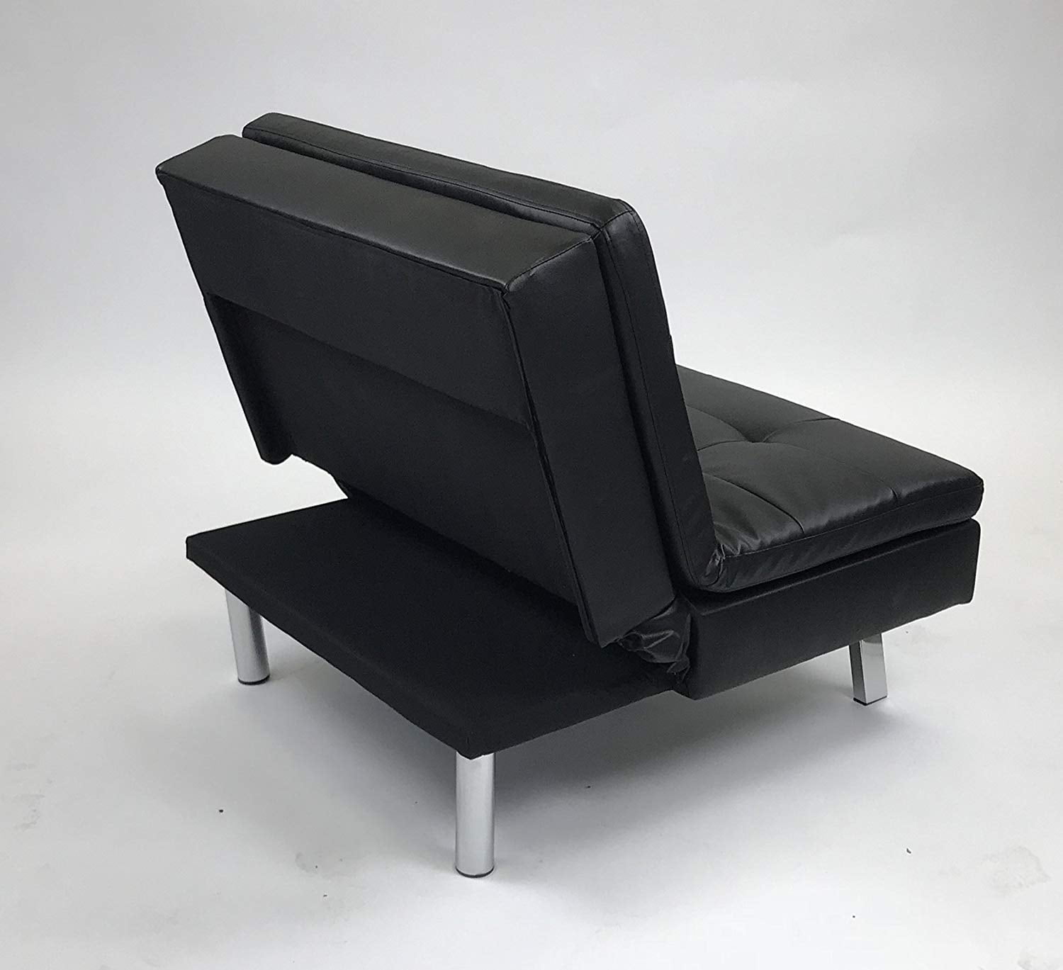 ViscoLogic Megan Leatherette Futon Sofa Bed Lounger (Black) Armless