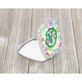 thumbnail image 2 of Letter A Flowers Pink Teal Green Initial Compact Mirror CJ2011-ASCM, 2 of 4