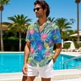 thumbnail image 5 of KUIFORTI His and Hers Summer Outfits Matching Hawaiian Outfits for Couples Tropical Floral Palm Leaf Washable Men’s Hawaiian Shirt with Soft Fabric for Romantic Date Gifts for Couples, 5 of 7