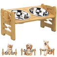 thumbnail image 1 of Cuencos elevados para perros Jovrun, ajustables, de bambú elevado con 2 cuencos, 1 of 7