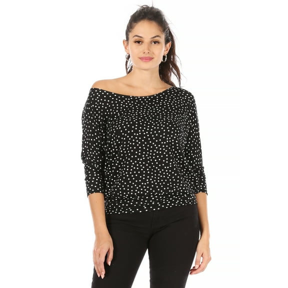 Dolman Tops for Women Sexy Off The Shoulder Tops Banded Waistband Shirts 3/4 Sleeves Regular and Plus Size Tops