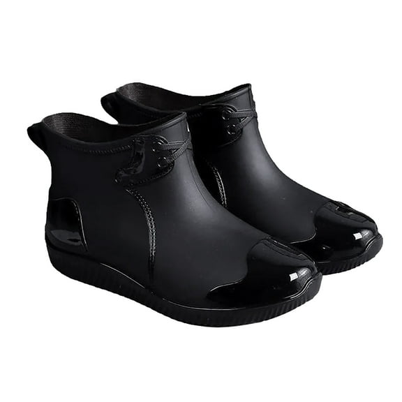 NOKIO Waterproof Ankle Booties For Men Short Shaft Rubber Rain Shoes For Men, Men's Short Rain Shoes Fashion Work Rubber Shoes Non Slip Kitchen Outwear Fishing Shoes Rain Boots Water Shoes