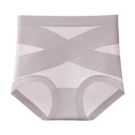 4 Packs Women s Underwear High Waist Non Silk Crotch Bactericidal Lightweight Plastic Briefs Panties for Women XXL Light Purple
