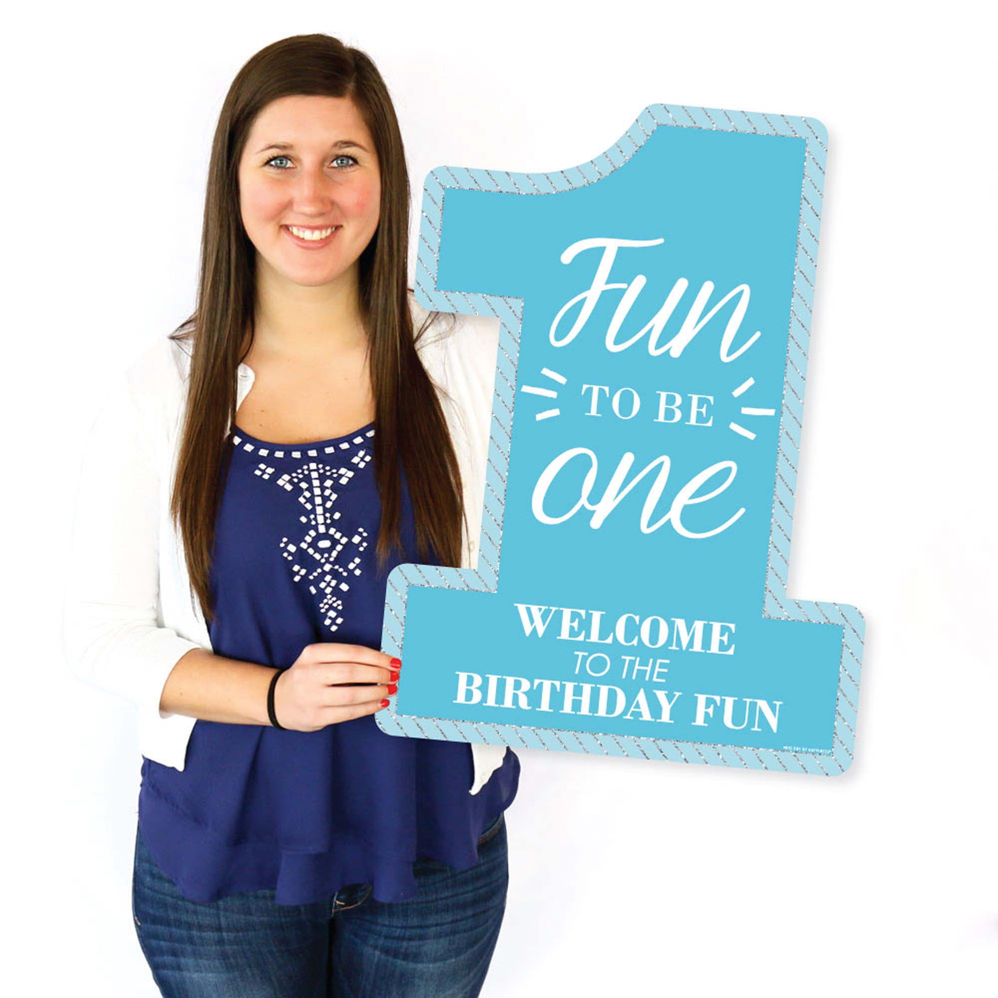 Big Dot of Happiness 1st Birthday Boy - Fun to be One - Party Decorations - First Birthday Party Welcome Yard Sign