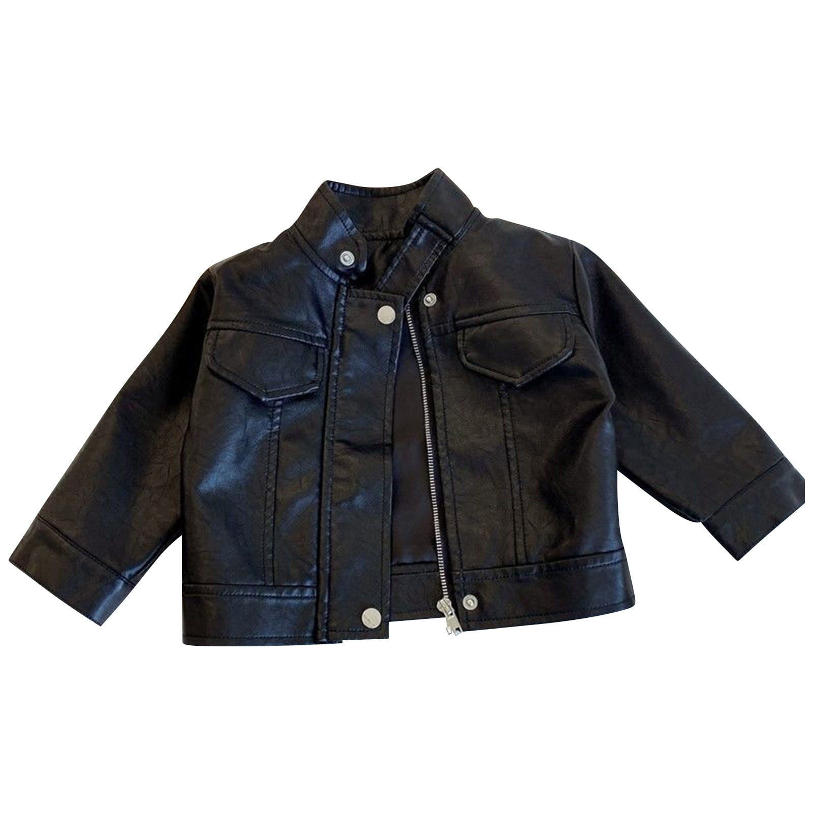 XXWXYD Boys Girls Faux Leather Jacket for Kids Motorcycle