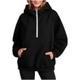 thumbnail image 3 of WWC Womens Hoodie, Quarter Zip Pullover Sweatshirt with Pockets, Loose Fit Half High Collar Casual Sweater S-XXL, 3 of 7