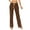 Dark Brown, variant on Women's Casual Linen Pants 32" Inseam Oceanside Drawstring Smocked Waist Lounge Beach Pants with Pockets