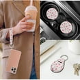 thumbnail image 5 of Yuyamidu Blue Pink Strawberry Car Seat Cover Set of 14 Floral Steering Wheel Cover Seatbelt Shoulder Pad Coaster Headrest Covers Armrest Cover Cushion Keychain, Pink, 5 of 7