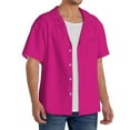 thumbnail image 4 of Easygdp Darkmagenta Men's Casual Short-sleeved Shirt with Pocket and Button Suitable for Beach Vacation Leisure - XX-Large, 4 of 7