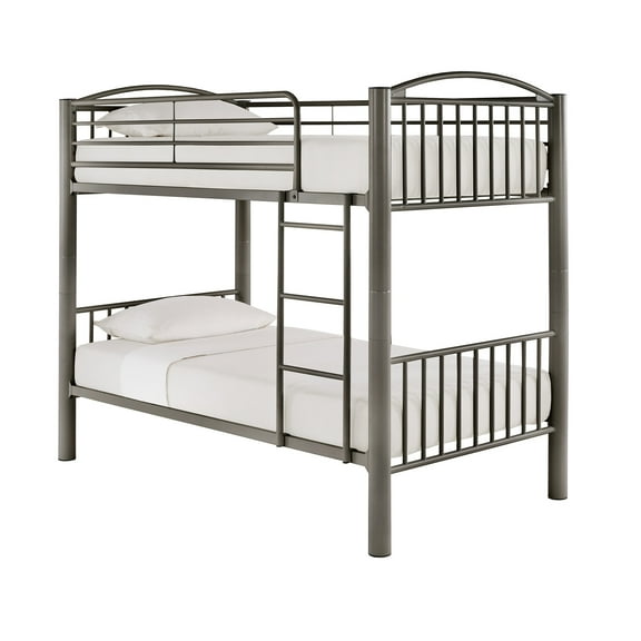 Weston Home Visalia Kids Convertible Metal Twin over Twin Bunk Bed, Gray