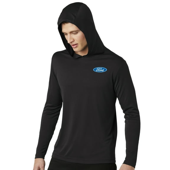 Men's Ford Oval (chest print) Logo Hoodie Tee - Black, Extra Small