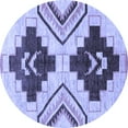 thumbnail image 1 of Ahgly Company Machine Washable Indoor Round Southwestern Blue Country Area Rugs, 4' Round, 1 of 4